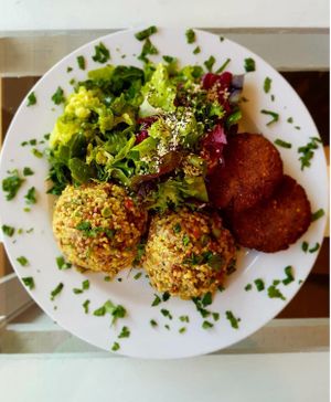 Salad with cous cous and falafel at Simple Green in Zagreb