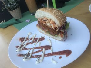 Burger at Simple Green in Zagreb