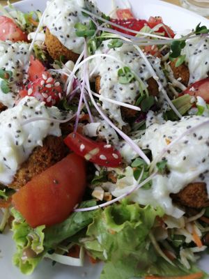 falafel bowl and vegan tzatziki  at Simple Green in Zagreb