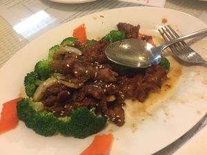 the beef and broccoli dish (can't remember the name of it) also, this pic is half eaten  at Loving Hut in Seattle