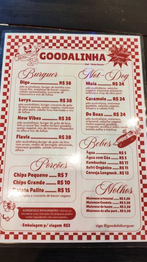 Newest menu (Feb 2025) at Goodala Burger in Natal