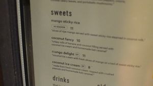 menu at Kati Vegan Thai in Seattle