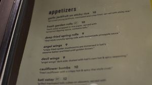 menu at Kati Vegan Thai in Seattle