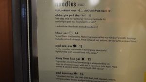 menu at Kati Vegan Thai in Seattle