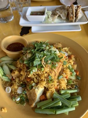 Curry Fried Rice and Potstickers  at Kati Vegan Thai in Seattle