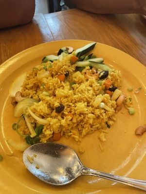 Pineapple fried rice (most already eaten)   at Kati Vegan Thai in Seattle