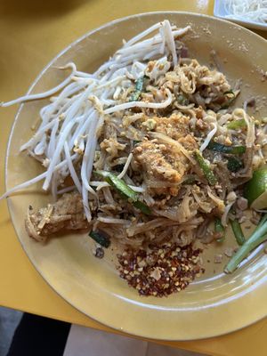 Pad Thai (with some bites taken)  at Kati Vegan Thai in Seattle