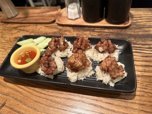 Garlic Jack fruit on Sticky Rice  at Kati Vegan Thai in Seattle