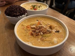 Massaman Curry with purple rice  at Kati Vegan Thai in Seattle