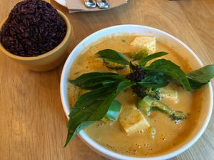 Pumpkin Curry with Tofu + Purple Rice (vegan) at Kati Vegan Thai in Seattle