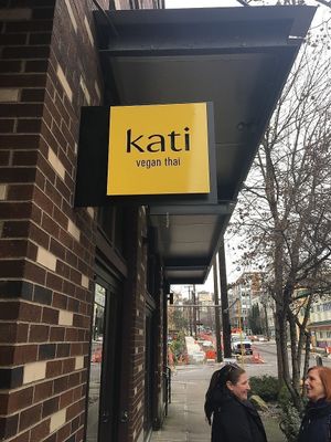 Sign at Kati Vegan Thai in Seattle