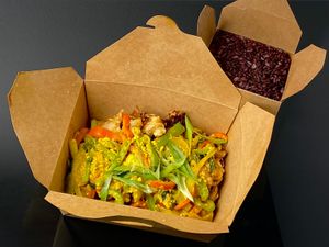 coastal curry + purple rice (takeout) at Kati Vegan Thai in Seattle