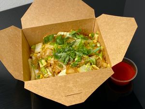 kuay tiew kua gai (takeout) at Kati Vegan Thai in Seattle