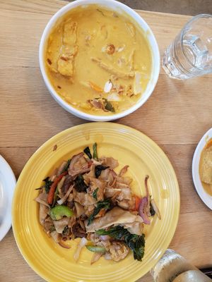 Massaman curry and pad keemao at Kati Vegan Thai in Seattle