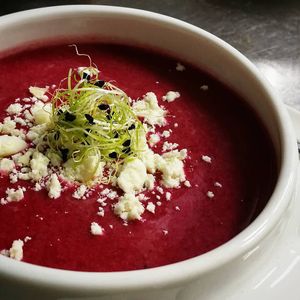 Beetroot gazpacho at Pistatxo in Murcia