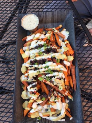 The nachos -we did them with just sweet potatoes (originally comes with tempura sweet potato and zucchini fries)  at DeLuxe in Reno
