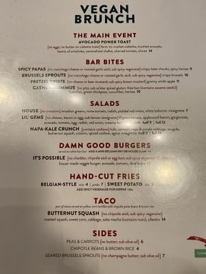 9AM-2PM weekend brunch menu as of 10/23  at Beer Kitchen in Kansas City