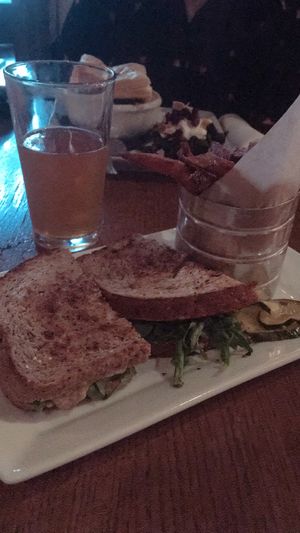 The eggplant sandwich with the sweet potato fries (they had cinnamon sugar on them and were delicious!) at Beer Kitchen in Kansas City