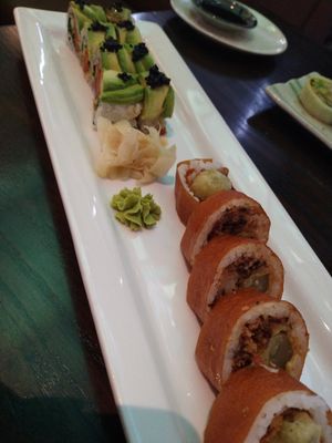 Vegan Sushi - Green Goddess and Cowgirl rolls at Blue Sushi Sake Grill in Westwood