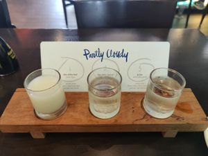 Sake Flight. #1 was best, 3rd not my fav, kinda spicy. at Blue Sushi Sake Grill in Westwood