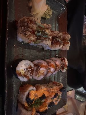 It’s all shiitake to me, bbq vegan umami, and spicy tuna   at Blue Sushi Sake Grill in Westwood