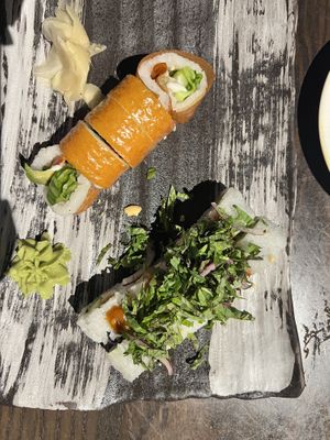 Thai Hippie and VLT Rolls  at Blue Sushi Sake Grill in Westwood