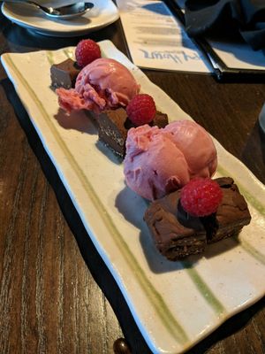 vegan chocolate torte at Blue Sushi Sake Grill in Westwood