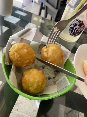 Queso (cheese) tots (vegetarian but not Vegan) at Papa Tots in Puerto Escondido