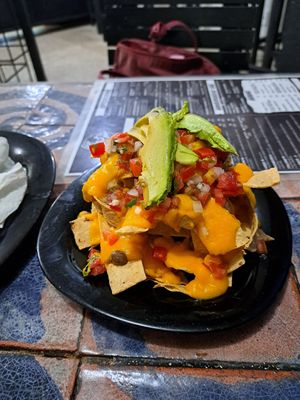 The medium vegan nachos. at Papa Tots in Puerto Escondido