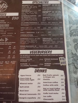 Menu 2 at Papa Tots in Puerto Escondido