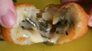 Poblano chili pepper and cheese PapaTot at Papa Tots in Puerto Escondido