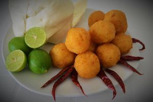 Mexican PapaTot comes with cheese, lime and chili flakes at Papa Tots in Puerto Escondido