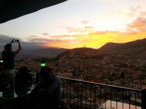 view from the balcony of cafe Mosaico at Cafe Mosaico in Quito