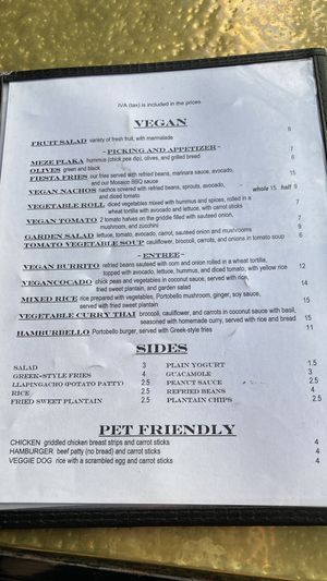 Vegan menu January 2026  at Cafe Mosaico in Quito