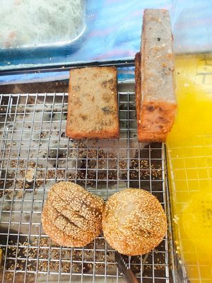 Yam cake and sesame balls at Pong Tian Vegetarian  in Central Singapore