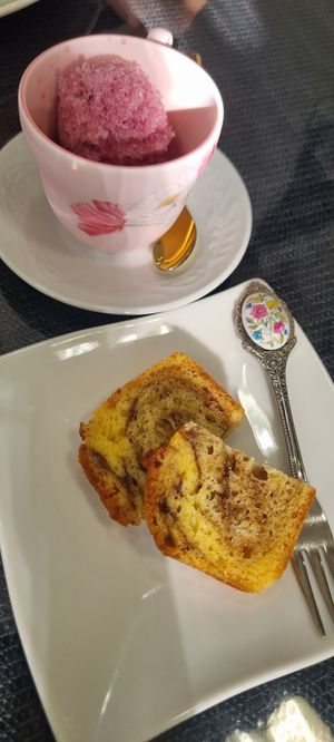 Dessert (cake of the day & sherbet) at Cafe Douce in Hakone