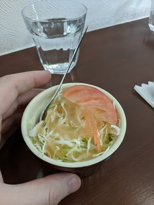 Salad with onion sauce at Cafe Douce in Hakone