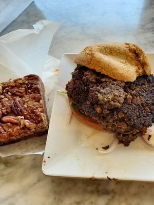 Veggie burger and pecan bar at Craft Kafe - 66th Street in St Petersburg