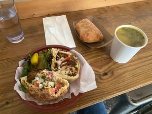 Falafel and soup   at Newtown in Brooklyn
