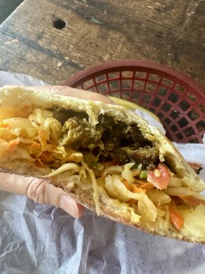 Inside my seitan shwarma— so yum  at Newtown in Brooklyn