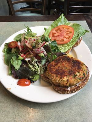 vegan crab cake at JivamukTea Cafe in New York City