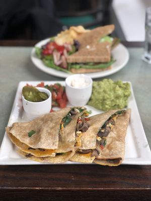 The vegan quesadillas  at JivamukTea Cafe in New York City