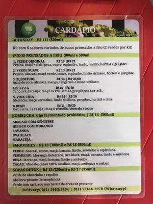 Cardápio - bebidas  at Bigode Verde in Recife