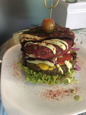 Burger de falafel at Bigode Verde in Recife