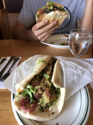 Falafel wrap and black bean burger at Baldwin Saloon in The Dalles