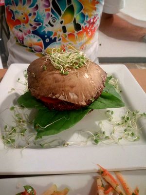 Raw vegan burger at Vgan Kitchen in Miami