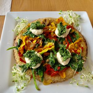 Incredible Cauliflower pizza!  at Vgan Kitchen in Miami