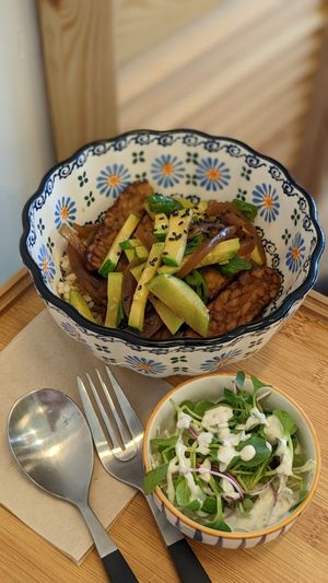 Rice Bowl with Braised Tempeh at Soiroum in Seoul