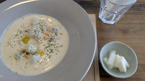 Cheesy potato dumplings at Soiroum in Seoul