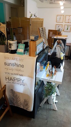 Interior of location, view towards the counter at Soiroum in Seoul